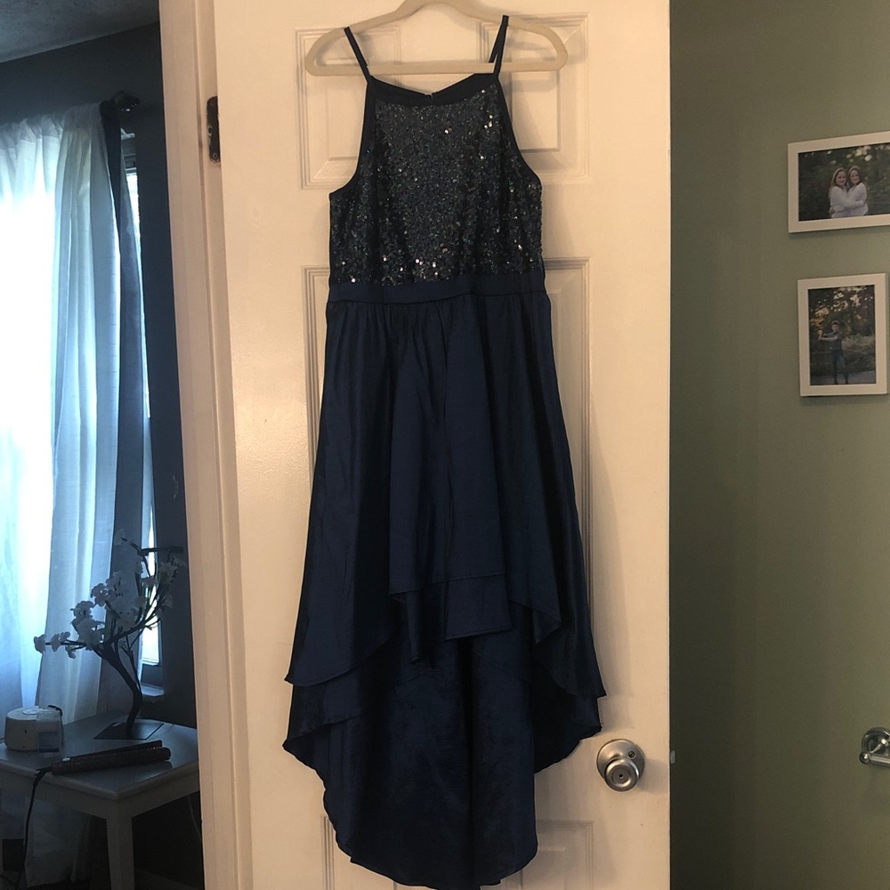 Sparkling Navy Blue Kids Formal Dress